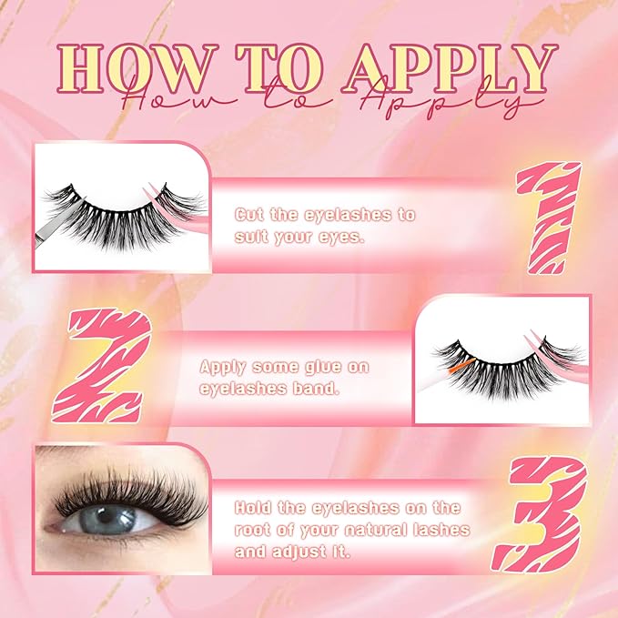 Ahrikiss Lashes Fluffy False Eyelashes Cat Eye Lashes 8 Pairs Faux Mink Lashes 5D Full Strip Lashes Kit with Lash Glue and Lash Tweezers Soft Wispy Fake Lashes (Plume)