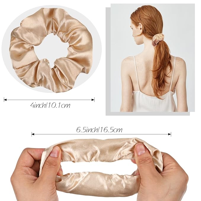 Hoteam 200 Pieces Satin Hair Scrunchies Bulk for Ponytail Holder Solid Color Satin Hair Tie Hair Elastics Bands for Women Teens Birthday Gift (Brown)