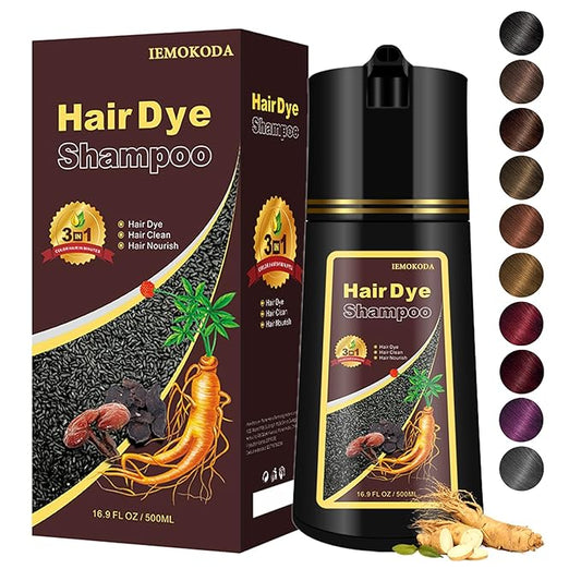 Agthyuve Black Hair Dye, Hair Dye Shampoo for Men and Women, Hair Color Shampoo For Home Use, Shampoo Para Canas, Hair Dye Shampoo 3 in 1, 16.9 Fl Oz (Black)
