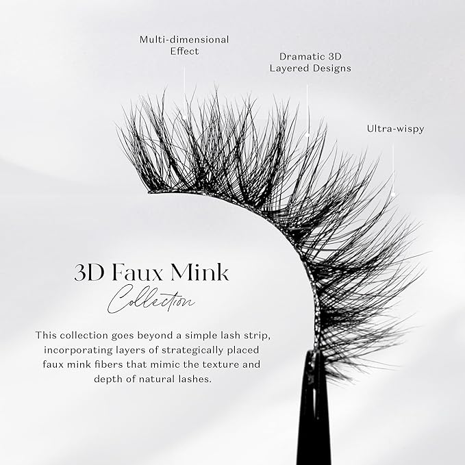 Lilly Lashes 3D Miami Flare Faux Mink Strip Eyelashes, False Eyelashes Dramatic Look, Reusable False Lashes, Fake Lashes Pack, Lash Strips with Luxury Silk Like Fibers, No Lash Glue Included