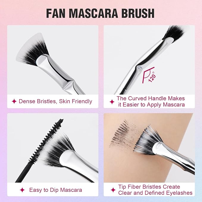 Docolor Eyelash Curler Kit, 5 in 1 Lash Curler Kit, eyelash comb fan mascara brush eyelash extension tweezers eyebrow brush and comb with 6 Extra Replacement Refill Pads Eyelash Applicator Makeup Tool