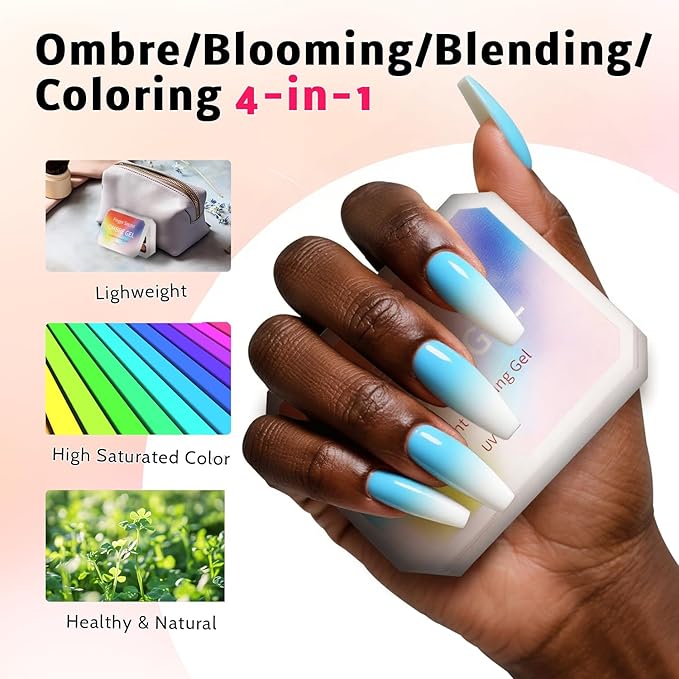 Karroy Christmas Gel Polish, 9 Colors Ombre Patting Gel Nail Polish Palette 100 Sponges 6 Brushes 1Grabber, Blending Color Gradient Painting Nails Art, No Wipe, UV/LED Cured (Set 04)