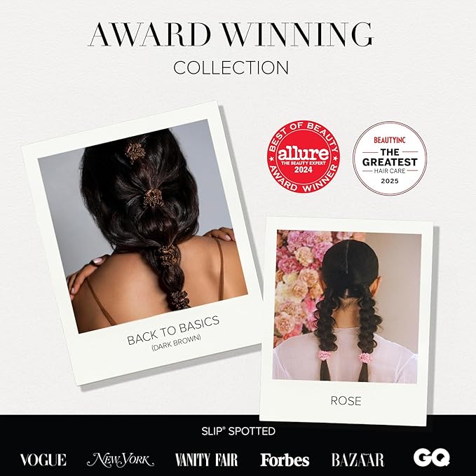 slip Skinny Scrunchies: Anti-Crease, Anti-Breakage Slipsilk™ Design Protects Delicate Hair | Includes 4 Pure Silk Scrunchies: Forest
