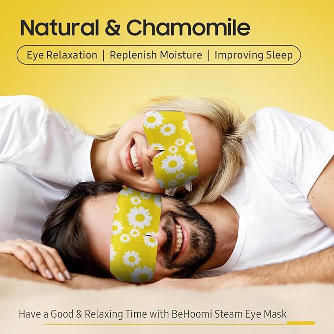 BeHoomi 30Packs Steam Eye Mask, Heated Eye Mask Warm Compress for Eyes, Self Heating Disposable Steam Mask for Home Sleep, Spa, Travel Essentials & Relaxation Gifts, Stocking Stuffers (Chamomile)