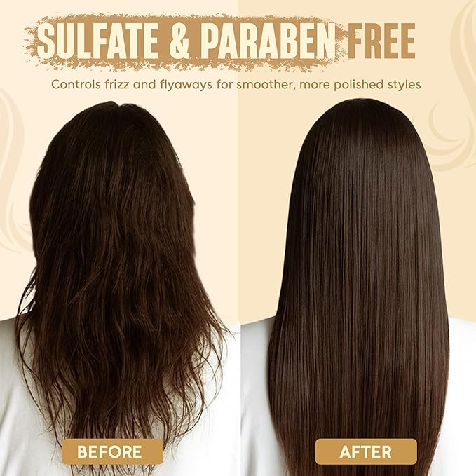 INFINA ESSENTIALS Keratin Shampoo and Conditioner Set | 16 fl oz Each | with Batana Oil & Bamboo Extract | Controls Frizz, Strengthens, Nourishes, & Adds Shine for Smoother Hair