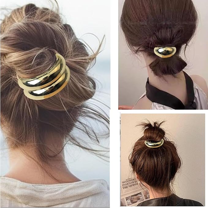 Gold Hair Ties,Metal Hair Ties for Thick Hair, Gold Hair Accessories Non-Damage metal hair ties no break 3PCS
