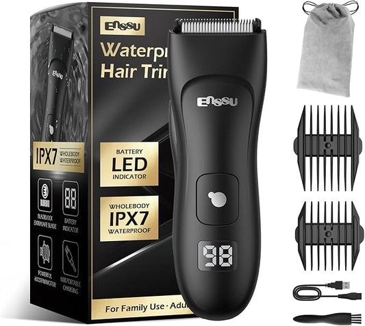 ENSSU Body Hair Trimmer for Men, Electric Manscape Groin Trimmer with Skin-Safe Ceramic Blade, Waterproof Ball Trimmer for Chest, Beard, and Pubic Hair
