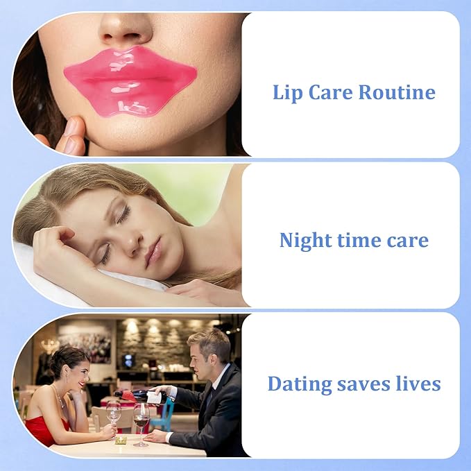 30PCS Moisturizing Lip Mask - Lip Patches for Spa Daily Labial Masks Skincare Hydrating to Reduce Wrinkles Dryness Anti-wrinkle Lightens, Blueberry