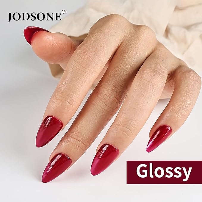 JODSONE Red Agate Gel Nail Polish 10ml Soak Off Nail Polish Dark red Nail Color Salon Quality Long-Lasting Vegan & Cruelty-Free Low Odor Need U V Lamp Curing