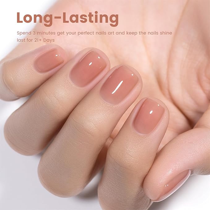RARJSM Nude Gel Nail Polish Seashell Pink Neutral Skin Tone Sheer Jelly Gel Polish 1PC 15ml Single Bottle Cream Transparent Pink Nail GelPolish Soak off UV LED Cured for Home Salon DIY Manicure