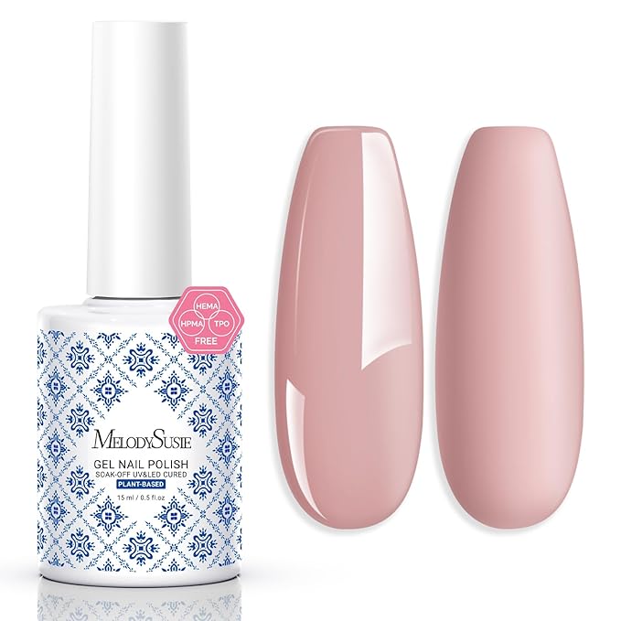 MelodySusie Fleurwee Plant Based Gel Nail Polish, Nail Polish Hema Free 21 Non Toxic Long Lasting No Chip Finger Toe Nail Art Manicure Salon DIY at Home Gifts for Women Dried Rose Nude P57