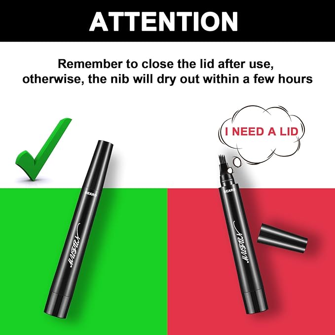 Beard Pencil Filler for Men - Sweat Proof, Water Resistance, Long Lasting & Natural Finish barber Pencil, Mustache Repair Shape (BLACK)