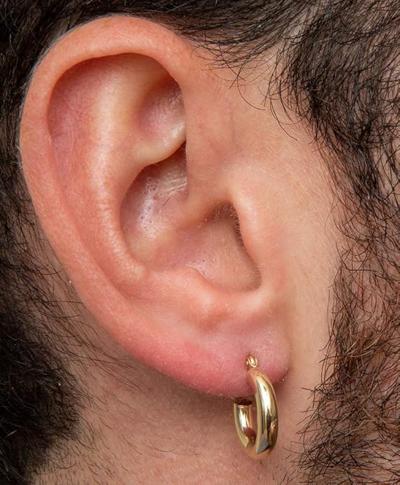 14K Yellow Gold Classic Real Hoop Earrings, (3mm Thick Tube)