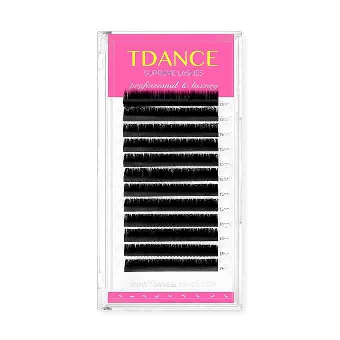 TDANCE Lash Extension Matte Black Eyelash Extension C CC D DD J B L Curl Volume & Classic Lash Extensions 0.03-0.18mm Thickness Professional Salon Use(0.18-C,13 mm)
