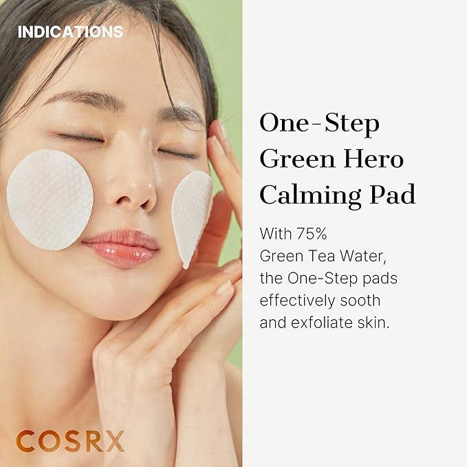 COSRX Green Calming Pads, 70 Sheets, Exfoliating Pads for Sensitive & Irritated Skin, Soothingm Hydrating, Refreshing, Korean Skin Care, Stocking Stuffers, Holiday Gifts,Gifts For Women