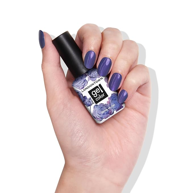 LONDONTOWN UV/LED Gel Nail Polish - Long Lasting, Chip Resistant High Shine Color - Shimmery Purple Blue, Wildberry Freeze, 12ml/.40fl oz