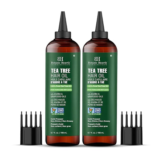Botanic Hearth Hair Oil for Hair Growth & Hair Relaxer | Strengthening Dry, Frizzy, Damaged Hair & Scalp Treatment | Tea Tree Hair Oil – 6.7 Fl Oz (2 Pack)