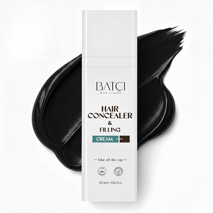 Batci Hair Concealer Cream for Thinning Hair & Bald Spots - Non-Fiber Scalp Concealer Root Touch-Up for Men & Women, Sweat/Water Resistant, One Shade for Black Brown & Grey Hair 1 fl oz (30ml)
