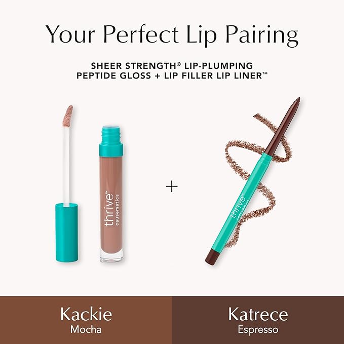 Thrive Causemetics Lip Filler Long-Wearing + Plumping Lip Liner, Shea Butter Hydrating Lip Plumper Retractable Lip Liner Pencil, Built In Sharpener, Vegan & Cruelty Free, Katrece (Espresso)