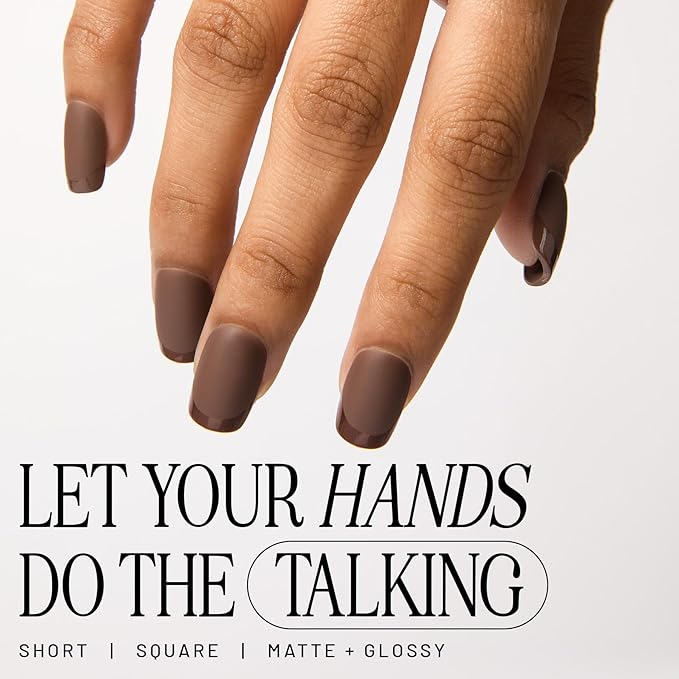 Lilac St - Press on Nails, Semi-Sweet (30 Nails, 15 Sizes) - Short, Square, Matte + Glossy, Opaque - Brush-On Nail Glue, Nail File, Cuticle Stick, Prep Pad - Cruelty Free, Vegan, Women Founded