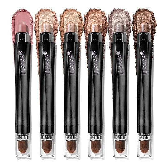 Neutral Eyeshadow Stick Makeup 6PCS Set, Brown Nude Metallic Shimmer Matte Cream Eye Shadow Palette Eyeliner Brightener Pencil Crayon, Halloween Makeup - BROWN CANYON