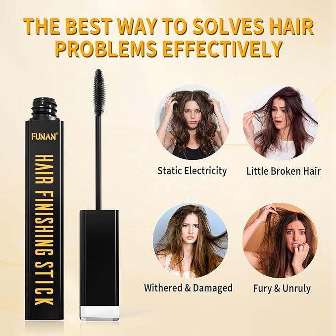 FUNAN 4 Pack Hair Feel Finishing Stick for Small Broken Hair, Fly Away Hair Tamer Stick for Enhance Gloss of Hair Mascara