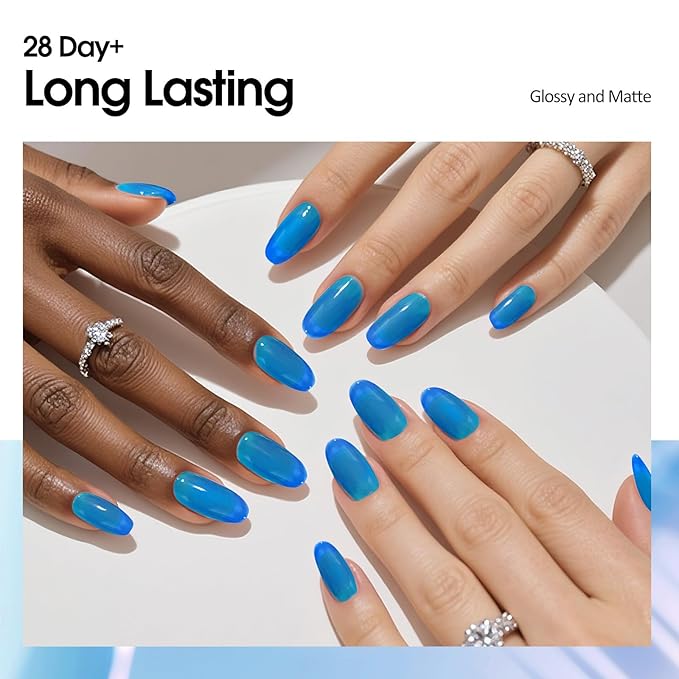 VENALISA Blue Jelly Gel Nail Polish, 1 Pcs Transparent Blue Gel Polish Sheer Color High Gloss Soak Off U V Nail Manicure Salon and DIY at Home Gifts for Women