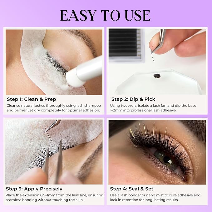 SAIGON LASH Eyelash Extensions, Mink Lash, Volume & Classic Lashes for Professionals, J/B/C/CC/D/L/M Curl, 4-15mm Length, Soft Korean PBT Fiber, 16 Rows Lash Tray (Gold Rose-CC-0.07-8-15mm)