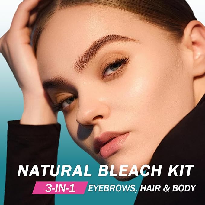 Eyebrow Bleach, Brow Bleach Kit, Eyebrow Color Lightening Cream for Women, Long Lasting Brow Bleaching Cream Kit for Lightening Dark Brow Colors, Quick & Easy Works for All Brow Types, 5 Applications