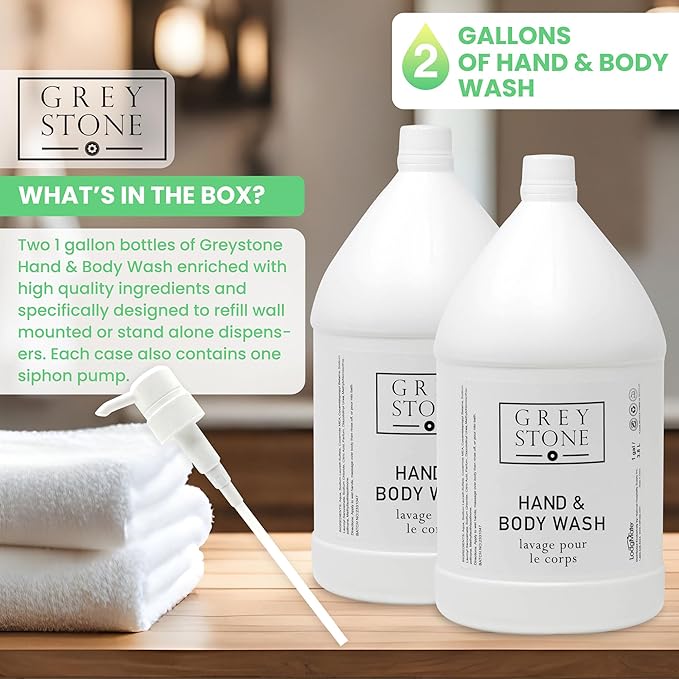 LodgMate Greystone Body Wash | 2 Gallons | For Hotel & Vacation Rentals to Refill Shower Dispensers (256 fl oz)
