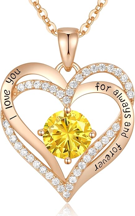CDE Forever Love Heart Necklaces for Women, Wedding Anniversary, Birthday Mothers Day Christmas Day Gifts for Mom, Mother, Wife, friend, S925 Silver Jewelry with Birthstone Pendant