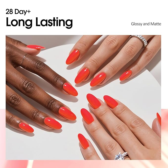 VENALISA Red Orange Gel Nail Polish, 1 Pcs Neon Orange Gel Polish Bright Color High Gloss Soak Off U V Nail Manicure Salon and DIY at Home Gifts for Women