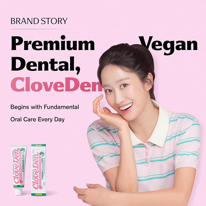 CloveDen Fluoride Free Vegan Whitening Toothpaste – Hydrogen Peroxide Stain Removal, Hydroxyapatite Enamel Support, Gentle Daily Whitening, SLS-Free, Lemon Mint Freshness, 3.52oz / 100g