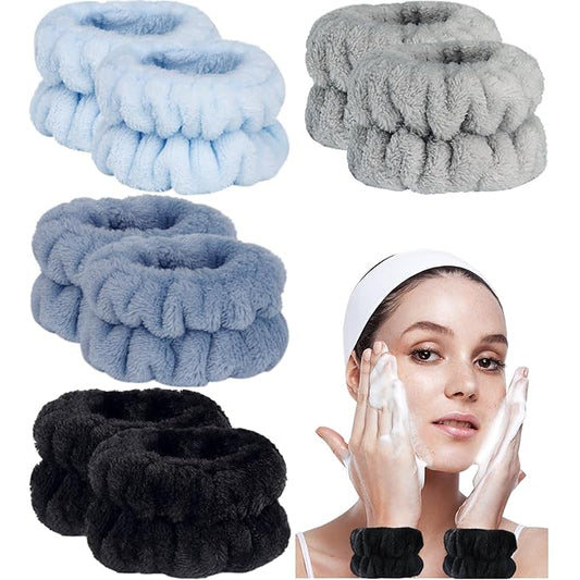 8pcs Wrist Bands for Washing Face, Absorbent Face Washing Wristbands, Microfiber Women's Spa Wrist Towels, Stretchy Wash Band for Man, Prevent Water from Spilling Down Your Arms