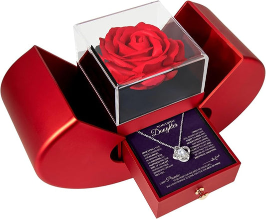 To My Beautiful Daughter Necklace from Mom & Dad | Cubic Zirconia Pendant with Heartfelt Message Card & Gift Box | Daughter Birthday, Graduation, Christmas Jewelry Gift from Parents