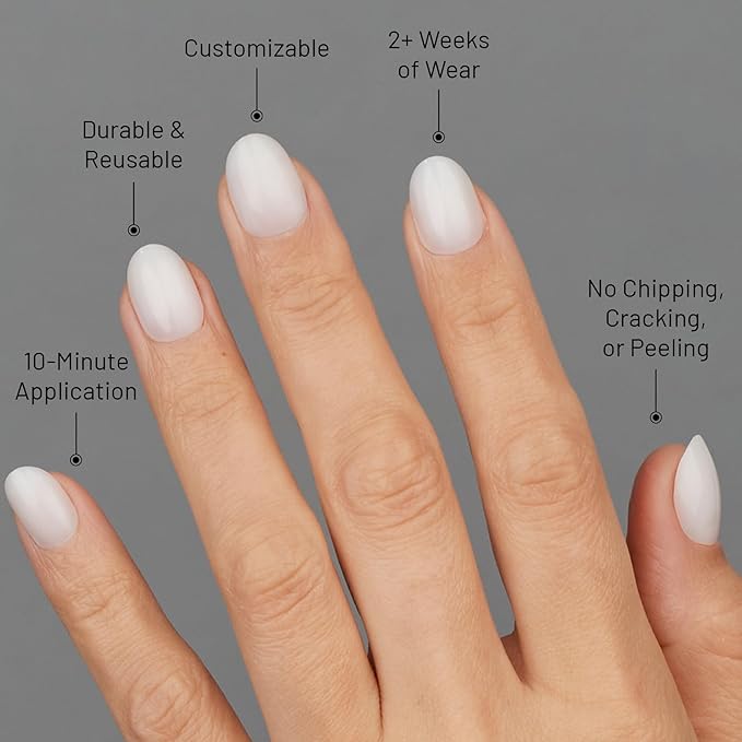 Lilac St - Press on Nails, Pillow Talk (30 Nails, 15 Sizes) - Short, Round, Glossy, Opaque - Brush-On Nail Glue, Nail File, Cuticle Stick, Prep Pad - Cruelty Free, Vegan, Women Founded