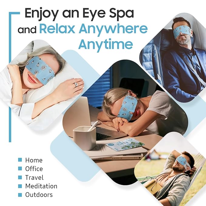 BeHoomi 30Packs Steam Eye Mask, Heated Eye Mask Warm Compress for Eyes, Self Heating Disposable Steam Mask for Home Sleep, Spa, Travel Essentials & Relaxation Gifts, Stocking Stuffers (Jasmine)