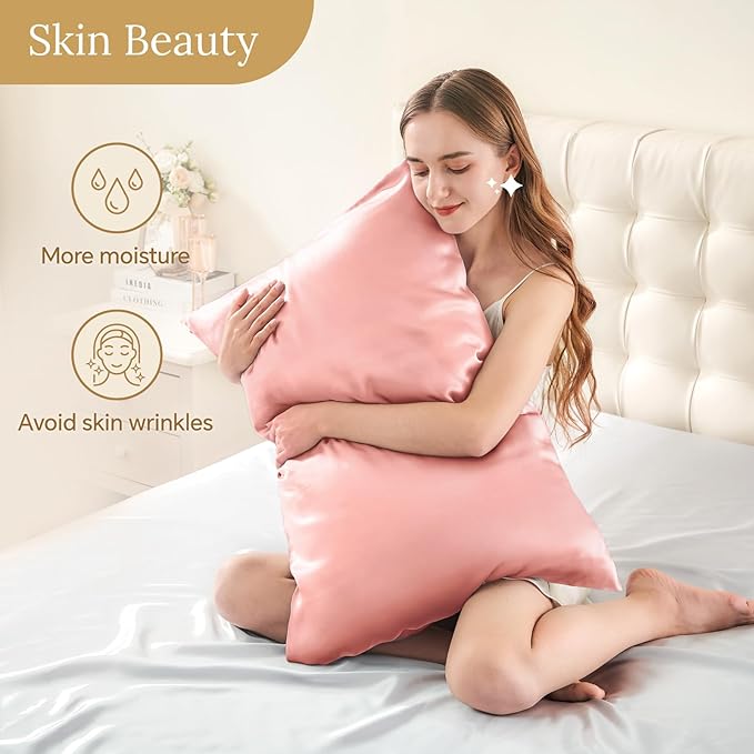 INFIIXSO Mulberry Silk Pillowcase for Hair and Skin, Silk Pillow Cases King Size with Hidden Zipper 20"x40", Extraordinary Smooth and Soft Cooling Pillow Cases for Hot Sleepers(Blush Pink, 1 Pack)