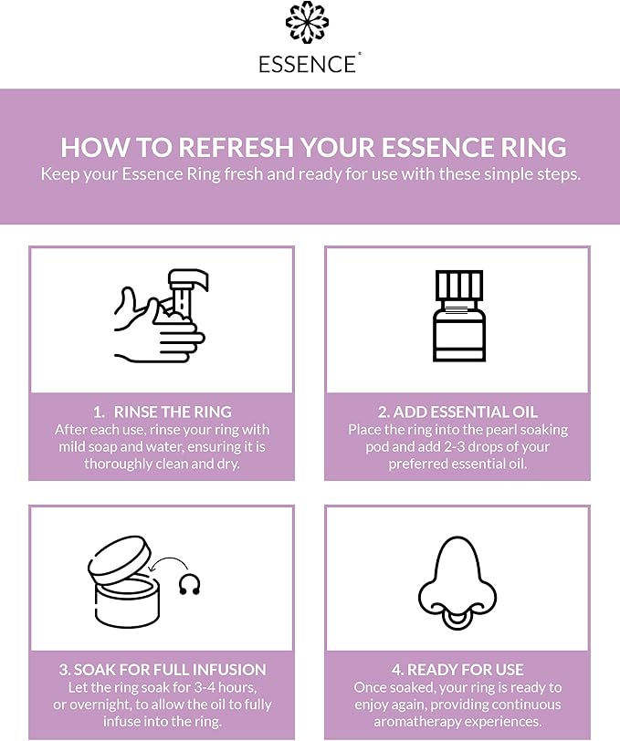 Essence Wearable Aromatherapy Nasal Diffuser – Lavender Essential Oil Nose Ring Silicone Inhaler for Stress & Mood Support - Made in USA & Travel-Friendly