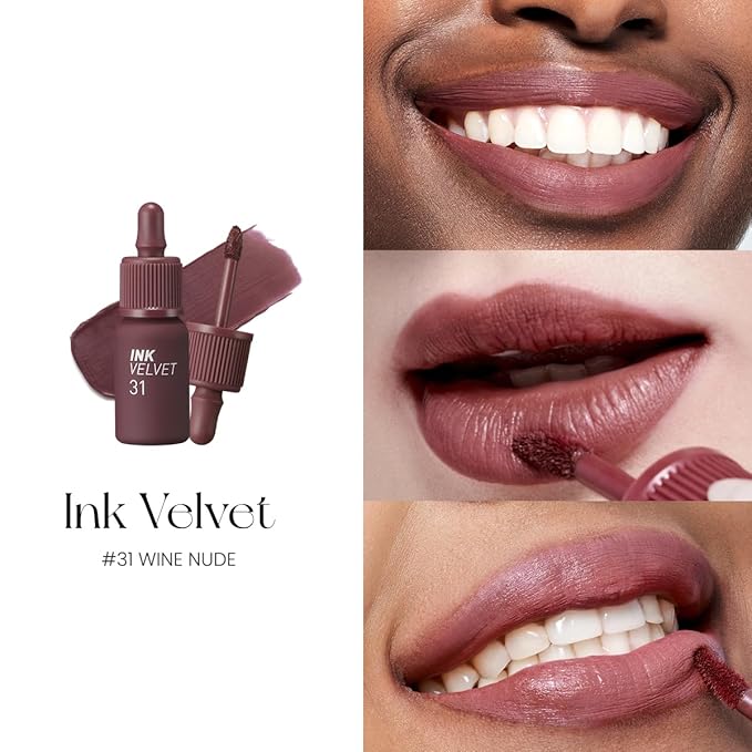 Peripera Ink the Velvet Lip Tint - High Pigment Color, Longwear, Weightless, Gluten-Free, Paraben-Free (031 WINE NUDE)