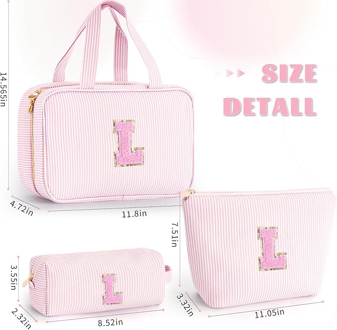 Valentines Day Birthday Gift for Kids Teen Girls Gifts for Girl,Toiletry Bag Makeup Cosmetic Bag Daughter Sister Gifts Birthday for Women Teacher Preppy Makeup Bag - Pink L