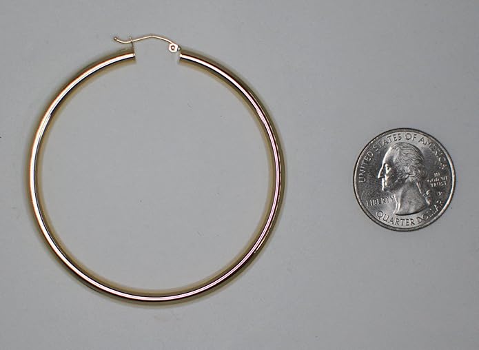 14K Gold Hoop Earrings, 4mm Thick
