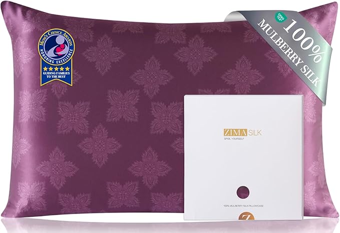 ZIMASILK 100% Pure Mulberry Silk Pillowcase for Hair and Skin Health, Soft and Smooth, Both Sides Premium Grade 6A Silk, 600 Thread Count, with Hidden Zipper, 1pc (Queen 20"x30", Dark Mauve)