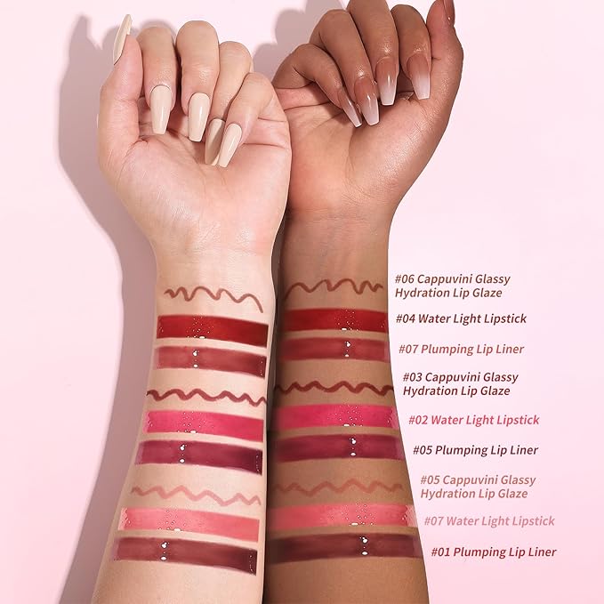 3PCS Lip Combo Set - Matte Lip Liner Pencil + Hydrating Tinted Lip Balm + Juicy Lip Gloss Tint, Non-Sticky, Long-Lasting, High Pigment Lip Makeup Kit (Berry Mousse Set)