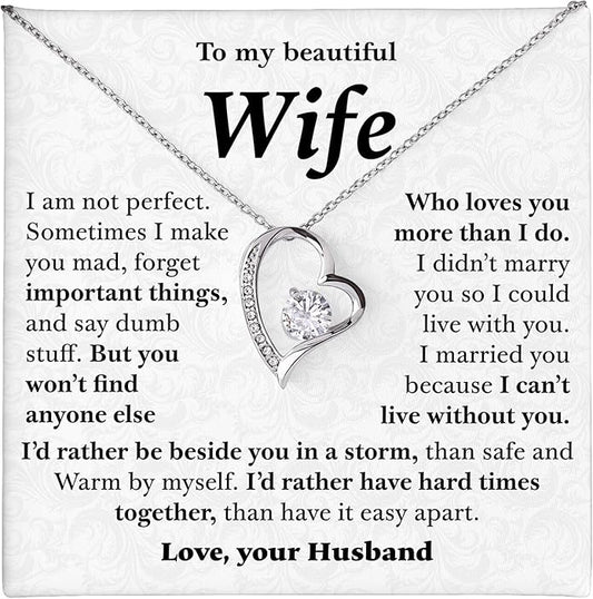 Mapileng To My Wife – Love Knot Necklace from Husband with Heartfelt Message Card & Elegant Luxury Gift Box, A Meaningful Romantic Jewelry Gift for Anniversary, Birthday, Wedding, Christmas