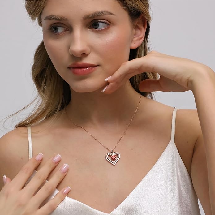 G&GEMSJEW Infinity Heart Birthstone Necklaces for Women, 925 Sterling Silver Jewelry, Pendant Heart Necklaces Birthday Anniversary Christmas Gift for Women Wife Mom Girlfriend Lady