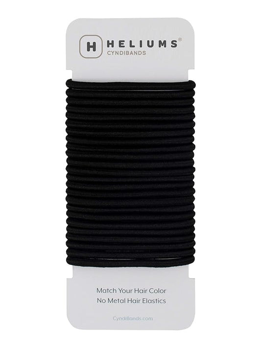 Cyndibands Elastic Hair Ties – Black - No Damage 4mm Ponytail Holders for Women & Kids, 24-Pack Hair Elastics in Neutral Colors