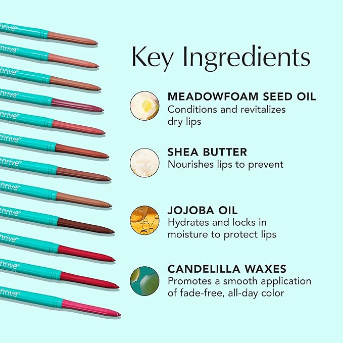 Thrive Causemetics Lip Filler Long-Wearing + Plumping Lip Liner, Shea Butter Hydrating Lip Plumper Retractable Lip Liner Pencil, Built In Sharpener, Vegan & Cruelty Free, Katrece (Espresso)