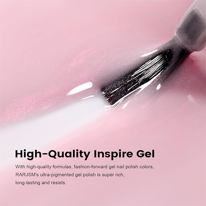 RARJSM Nude Pearl Shell Glitter Gel Nail Polish Bubble Pink Clear Sheer Light Pink with PinkShimmer Gel Polish 15ml Soak Off Transparent Jelly Skin Color Home Salon French Manicure Curing Requires