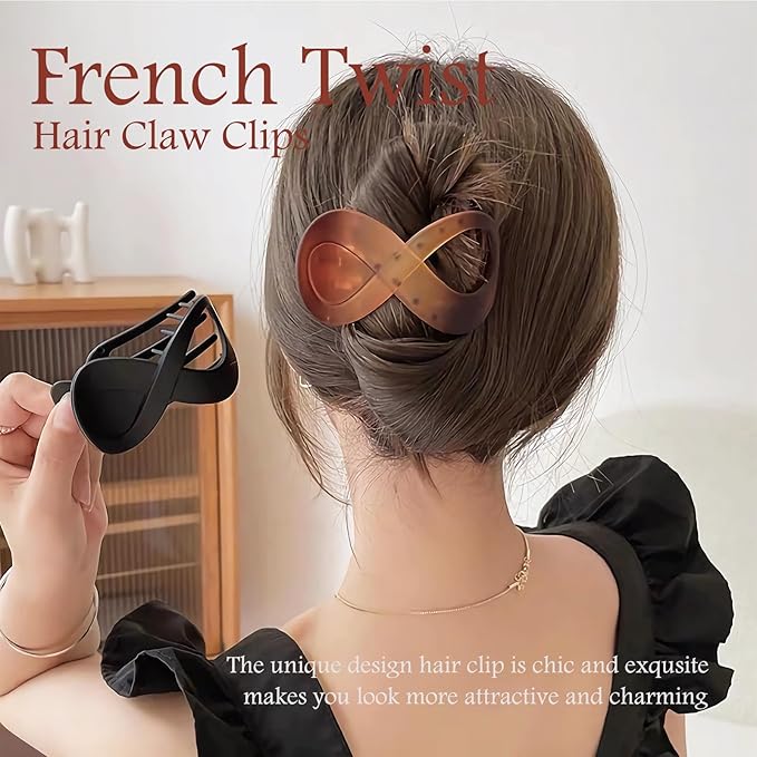 2 Pcs Flat Hair Clips French Concord Banana Clips for Thick Thin Hair - Strong Grip No Slip Claw Clips for Women